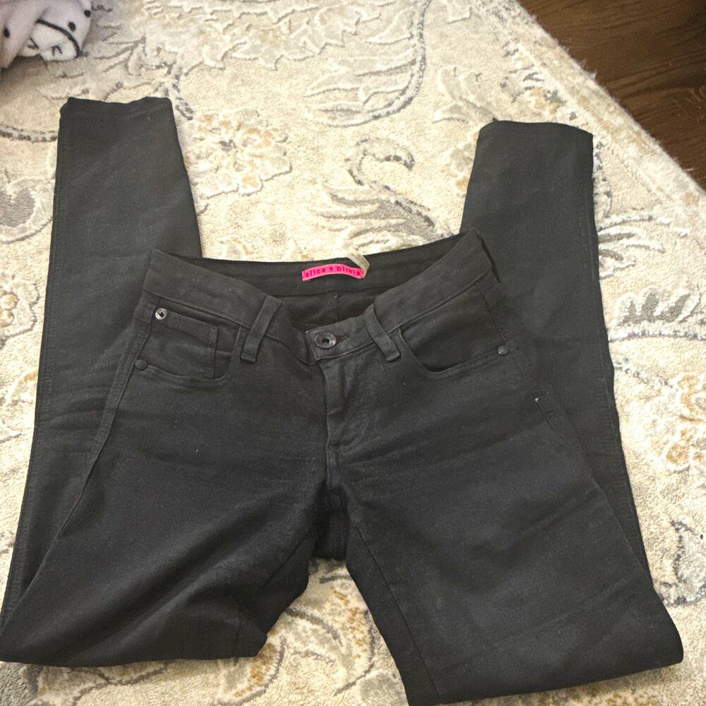Alice + Olivia Women’s Skinny Jeans Black Denim Stretch 5-Pocket Size 0